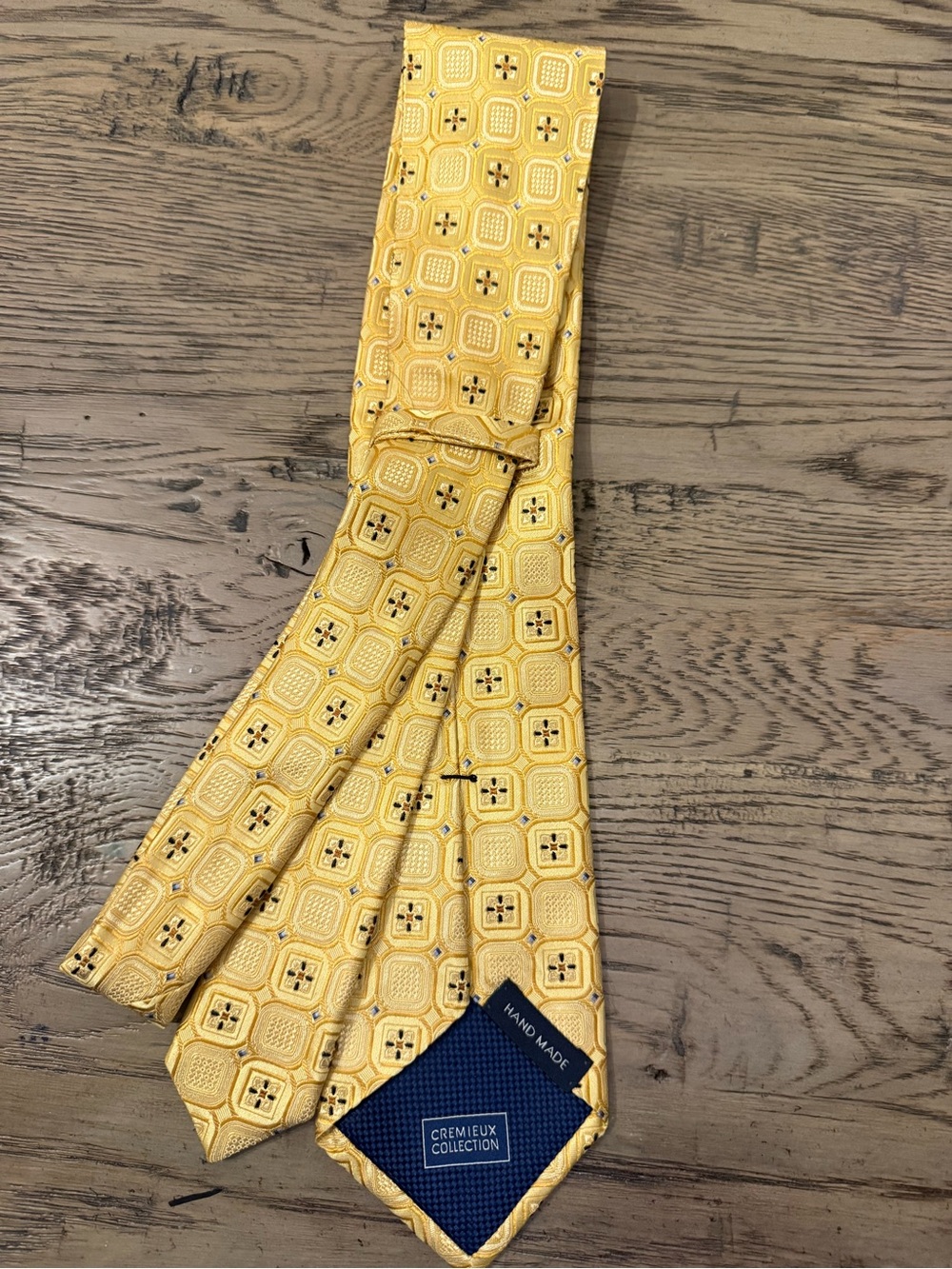 Daniel Cremieux Yellow Geometric Silk Tie